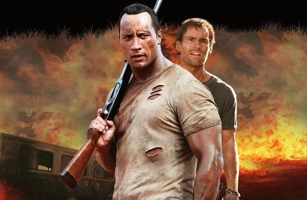 Dwayne 'The Rock' Johnson en Seann William Scott in Welcome to the Jungle